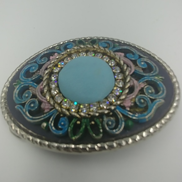 Black Belt Buckle W/ Rhinestone Accent - Picture 4 of 4